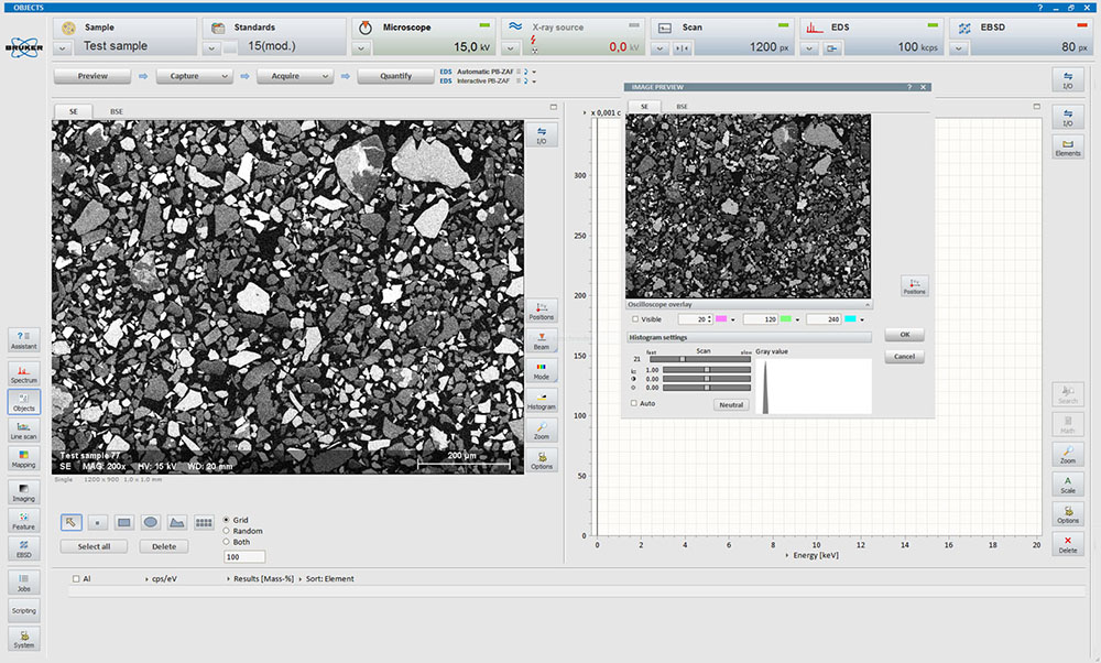 Image acquisition mode with scanning preview window